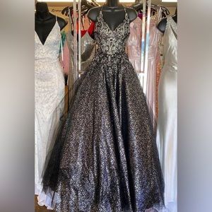 Black and Silver Ball Gown Prom Dress